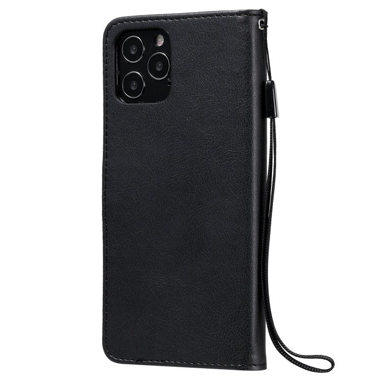 For iPhone 12 / 12 Pro Solid Color Horizontal Flip Protective Leather Case with Holder & Card Slots & Wallet & Photo Frame & Lanyard