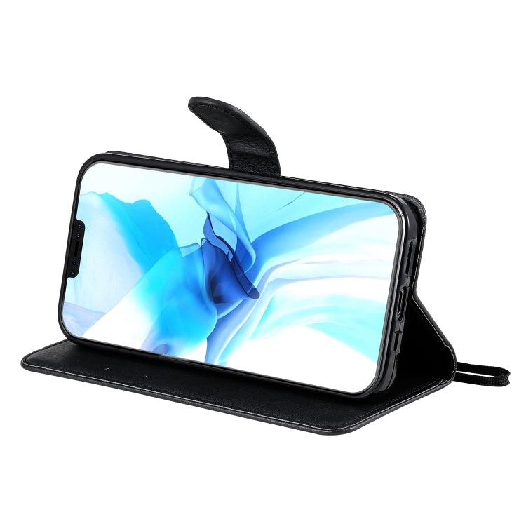 For iPhone 12 / 12 Pro Solid Color Horizontal Flip Protective Leather Case with Holder & Card Slots & Wallet & Photo Frame & Lanyard