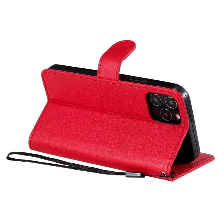 For iPhone 12 / 12 Pro Solid Color Horizontal Flip Protective Leather Case with Holder & Card Slots & Wallet & Photo Frame & Lanyard