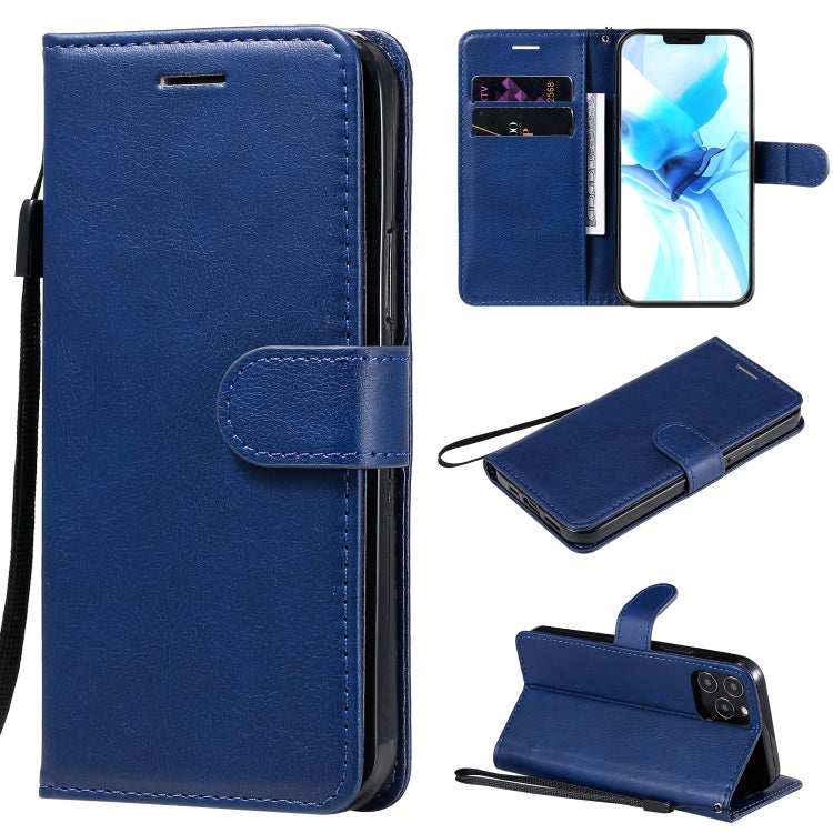 For iPhone 12 / 12 Pro Solid Color Horizontal Flip Protective Leather Case with Holder & Card Slots & Wallet & Photo Frame & Lanyard