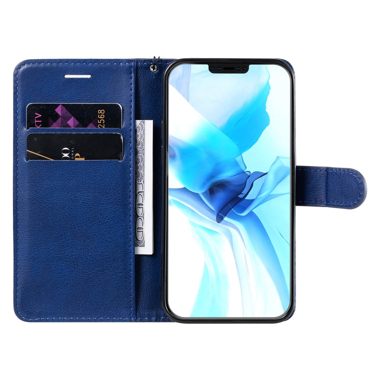 For iPhone 12 / 12 Pro Solid Color Horizontal Flip Protective Leather Case with Holder & Card Slots & Wallet & Photo Frame & Lanyard
