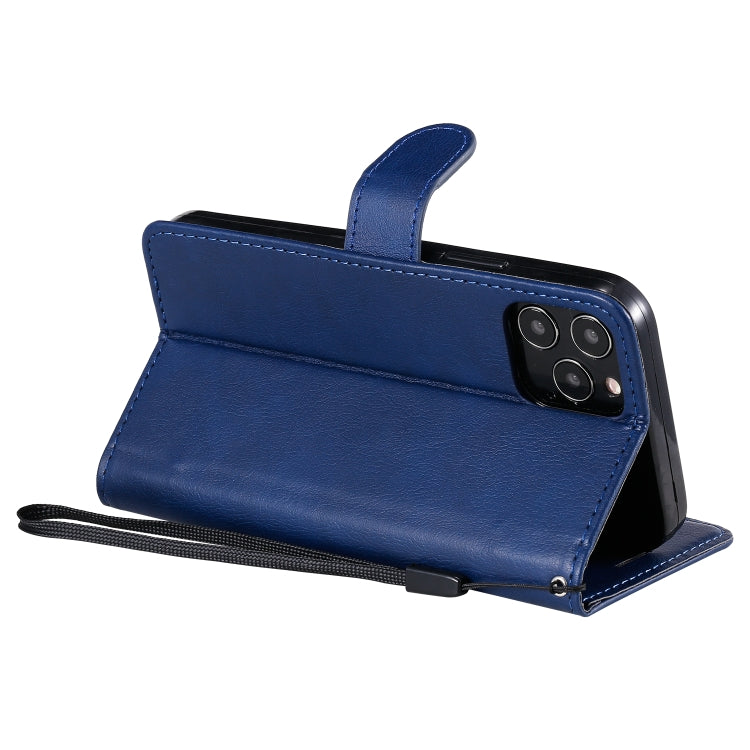 For iPhone 12 / 12 Pro Solid Color Horizontal Flip Protective Leather Case with Holder & Card Slots & Wallet & Photo Frame & Lanyard