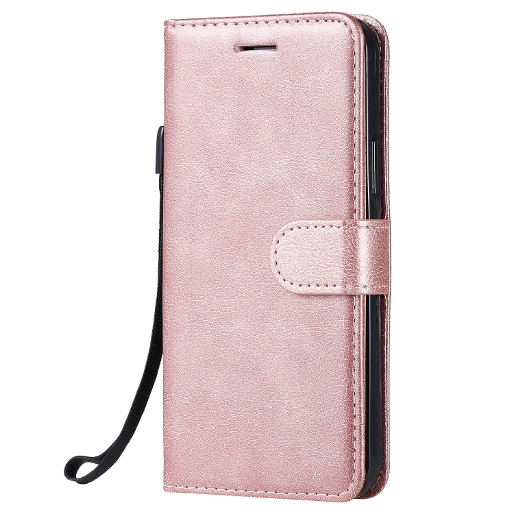 For iPhone 12 / 12 Pro Solid Color Horizontal Flip Protective Leather Case with Holder & Card Slots & Wallet & Photo Frame & Lanyard