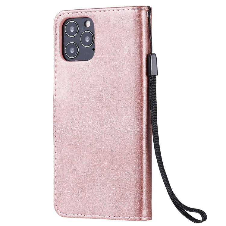 For iPhone 12 / 12 Pro Solid Color Horizontal Flip Protective Leather Case with Holder & Card Slots & Wallet & Photo Frame & Lanyard