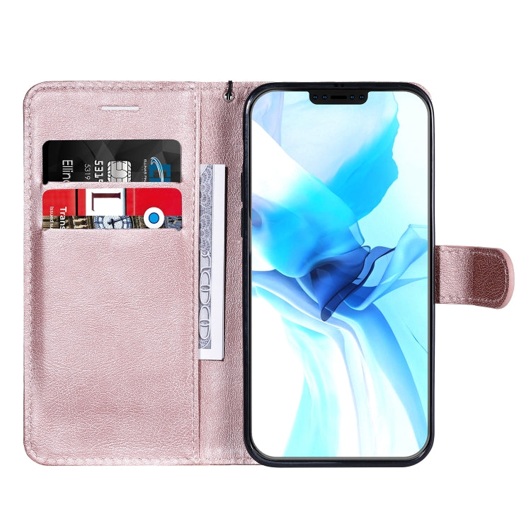 For iPhone 12 / 12 Pro Solid Color Horizontal Flip Protective Leather Case with Holder & Card Slots & Wallet & Photo Frame & Lanyard