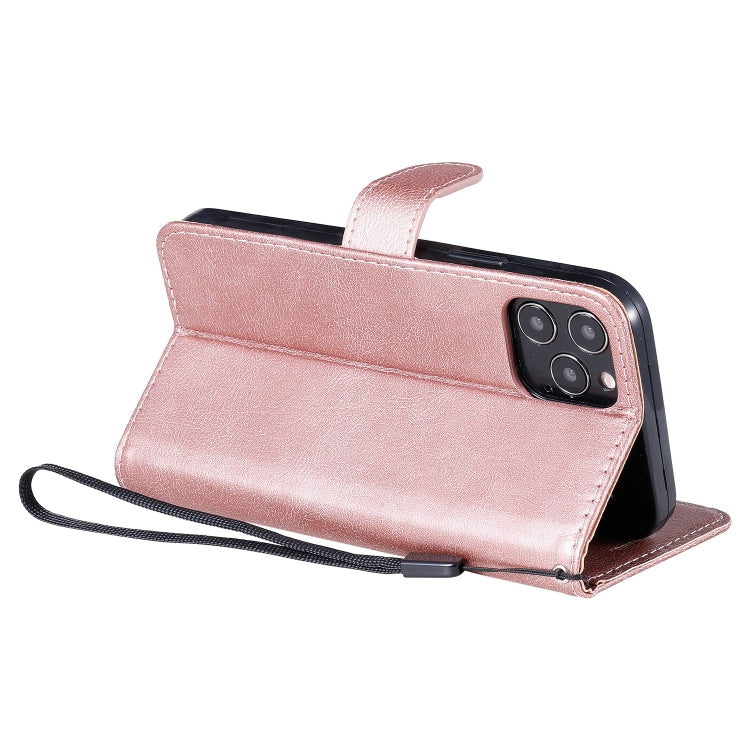 For iPhone 12 / 12 Pro Solid Color Horizontal Flip Protective Leather Case with Holder & Card Slots & Wallet & Photo Frame & Lanyard