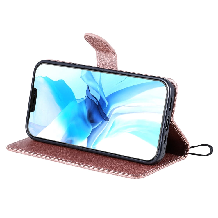 For iPhone 12 / 12 Pro Solid Color Horizontal Flip Protective Leather Case with Holder & Card Slots & Wallet & Photo Frame & Lanyard