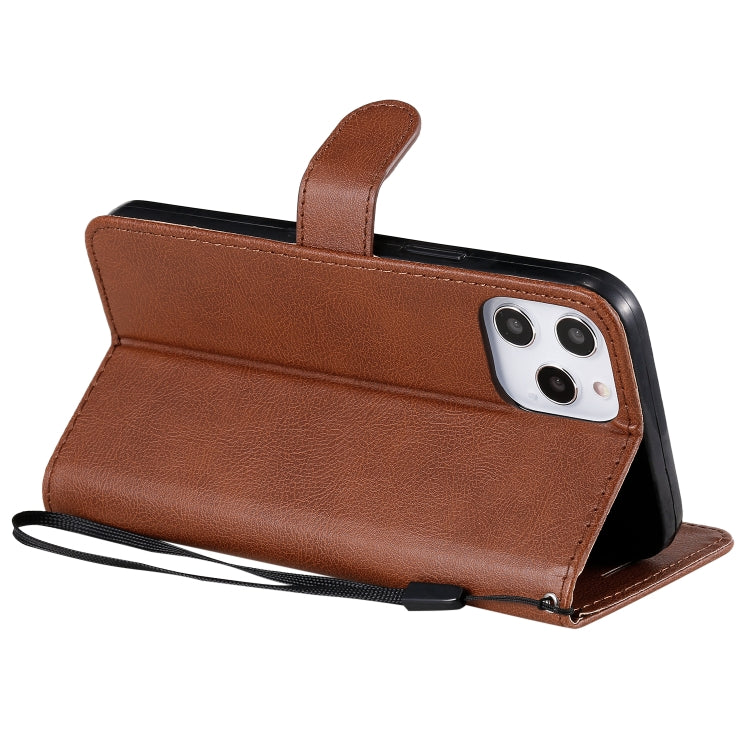 For iPhone 12 Pro Max Solid Color Horizontal Flip Protective Leather Case with Holder & Card Slots & Wallet & Photo Frame & Lanyard