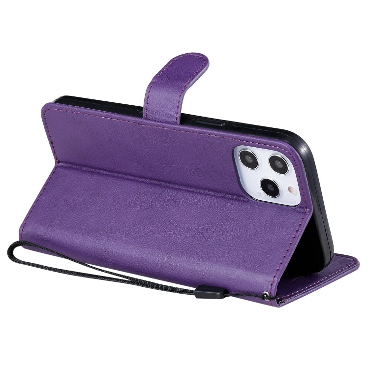 For iPhone 12 Pro Max Solid Color Horizontal Flip Protective Leather Case with Holder & Card Slots & Wallet & Photo Frame & Lanyard