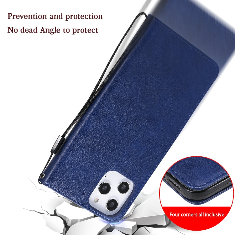 For iPhone 12 Pro Max Solid Color Horizontal Flip Protective Leather Case with Holder & Card Slots & Wallet & Photo Frame & Lanyard