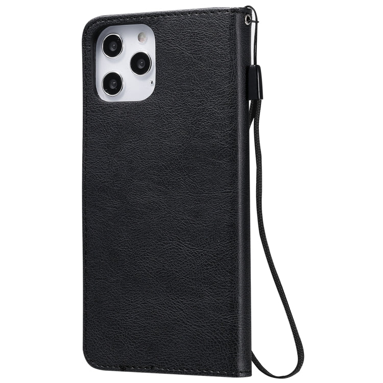 For iPhone 12 Pro Max Solid Color Horizontal Flip Protective Leather Case with Holder & Card Slots & Wallet & Photo Frame & Lanyard