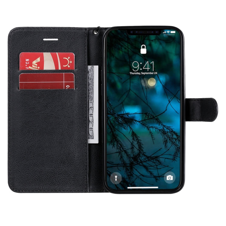 For iPhone 12 Pro Max Solid Color Horizontal Flip Protective Leather Case with Holder & Card Slots & Wallet & Photo Frame & Lanyard
