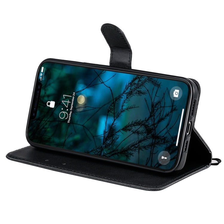 For iPhone 12 Pro Max Solid Color Horizontal Flip Protective Leather Case with Holder & Card Slots & Wallet & Photo Frame & Lanyard