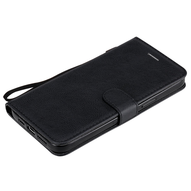 For iPhone 12 Pro Max Solid Color Horizontal Flip Protective Leather Case with Holder & Card Slots & Wallet & Photo Frame & Lanyard