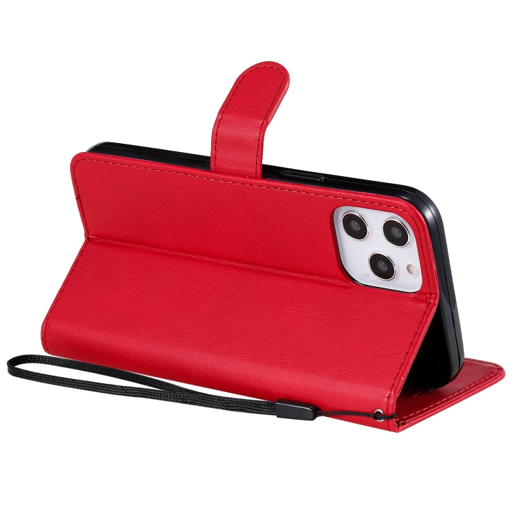 For iPhone 12 Pro Max Solid Color Horizontal Flip Protective Leather Case with Holder & Card Slots & Wallet & Photo Frame & Lanyard