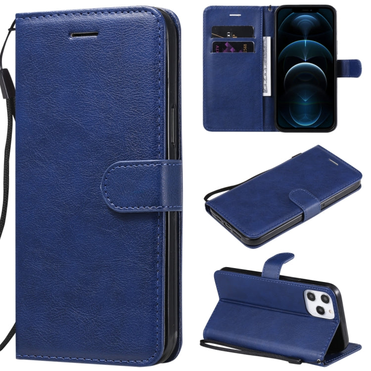 For iPhone 12 Pro Max Solid Color Horizontal Flip Protective Leather Case with Holder & Card Slots & Wallet & Photo Frame & Lanyard