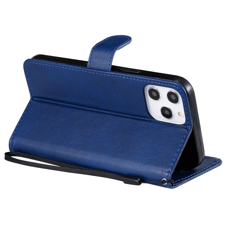 For iPhone 12 Pro Max Solid Color Horizontal Flip Protective Leather Case with Holder & Card Slots & Wallet & Photo Frame & Lanyard