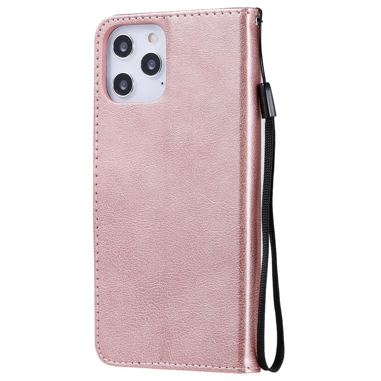 For iPhone 12 Pro Max Solid Color Horizontal Flip Protective Leather Case with Holder & Card Slots & Wallet & Photo Frame & Lanyard