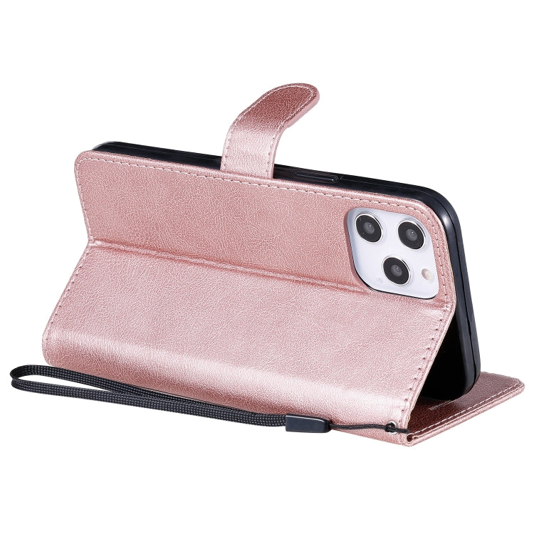 For iPhone 12 Pro Max Solid Color Horizontal Flip Protective Leather Case with Holder & Card Slots & Wallet & Photo Frame & Lanyard