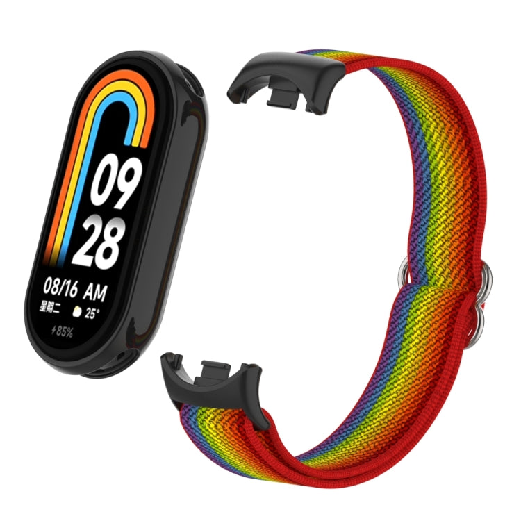 For Xiaomi Smart Band 9 / 8 Plastic Plug Plain Elastic Nylon Watch Band