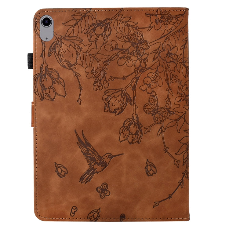 For iPad 2025 / 2022 Flowers and Bird Embossed Smart Leather Tablet Case