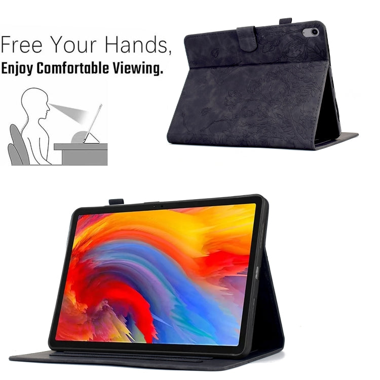 For iPad 2025 / 2022 Flowers and Bird Embossed Smart Leather Tablet Case