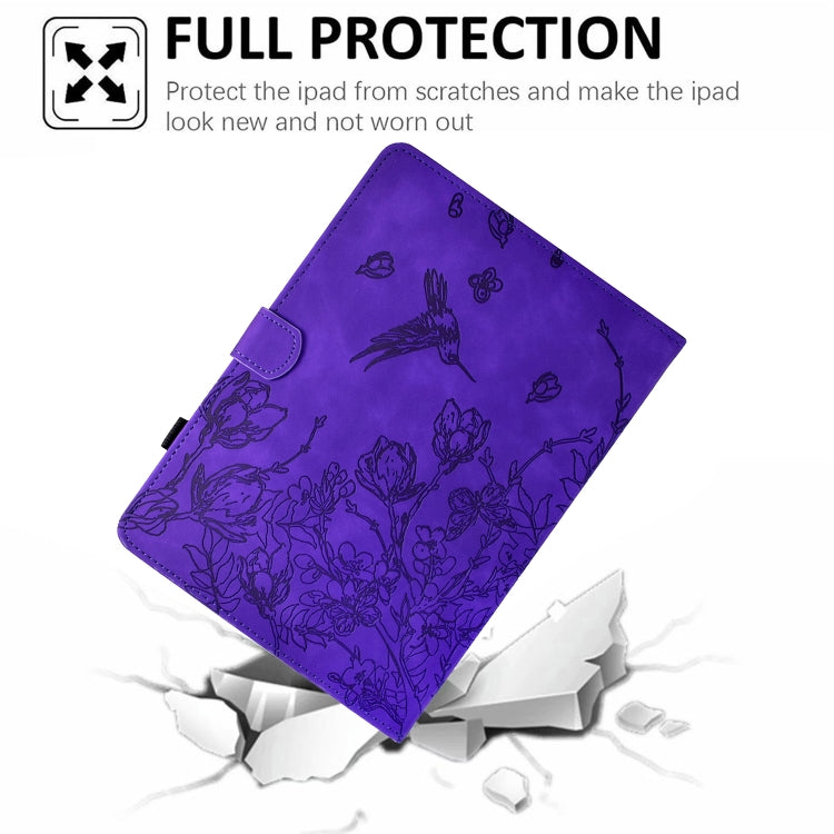 For iPad 2025 / 2022 Flowers and Bird Embossed Smart Leather Tablet Case