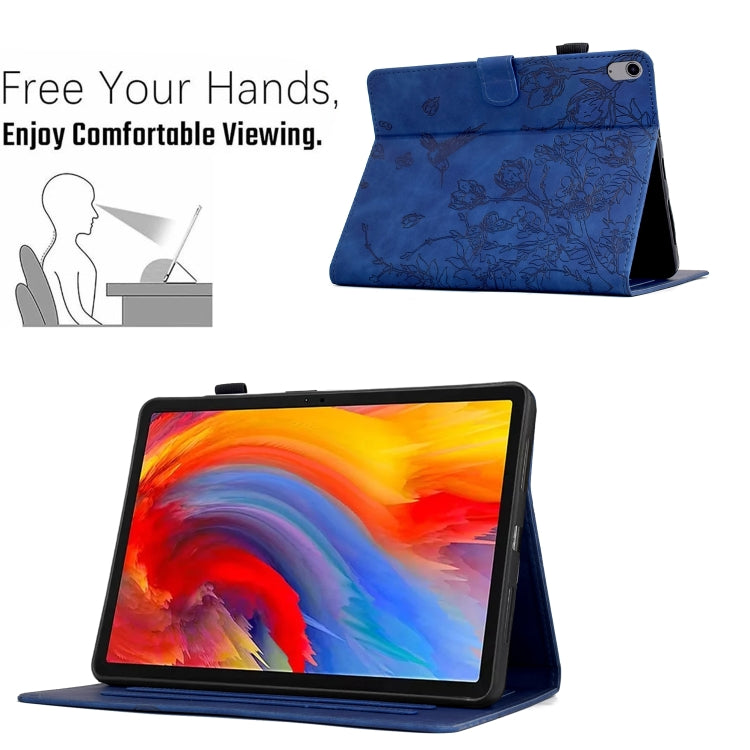 For iPad 2025 / 2022 Flowers and Bird Embossed Smart Leather Tablet Case