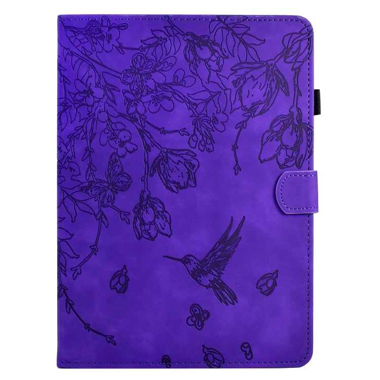 For iPad 9.7 2018 / 2017 Flowers and Bird Embossed Smart Leather Tablet Case