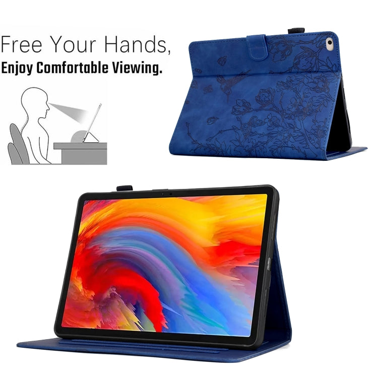 For iPad 9.7 2018 / 2017 Flowers and Bird Embossed Smart Leather Tablet Case