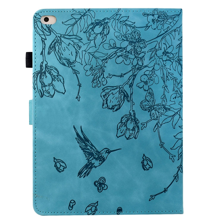 For iPad 9.7 2018 / 2017 Flowers and Bird Embossed Smart Leather Tablet Case