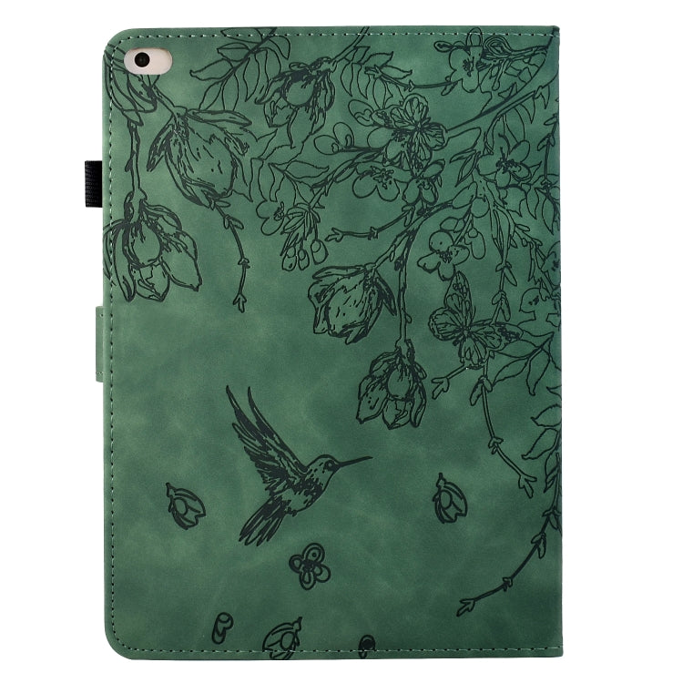 For iPad 9.7 2018 / 2017 Flowers and Bird Embossed Smart Leather Tablet Case