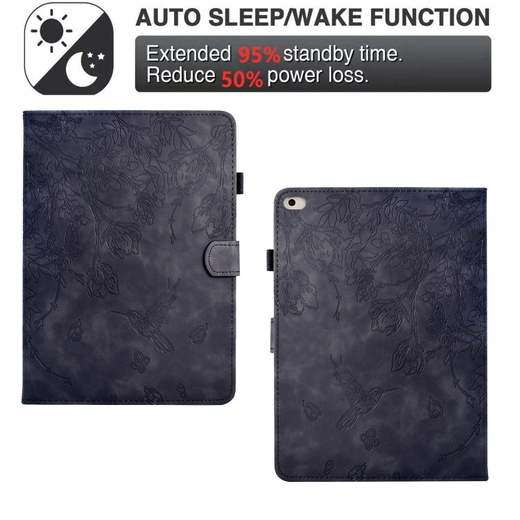 For iPad mini 5 / 4 / 3 / 2 / 1 Flowers and Bird Embossed Smart Leather Tablet Case