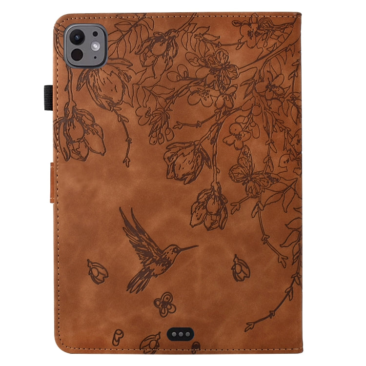 For iPad Pro 11 2025 / 2024 Flowers and Bird Embossed Smart Leather Tablet Case