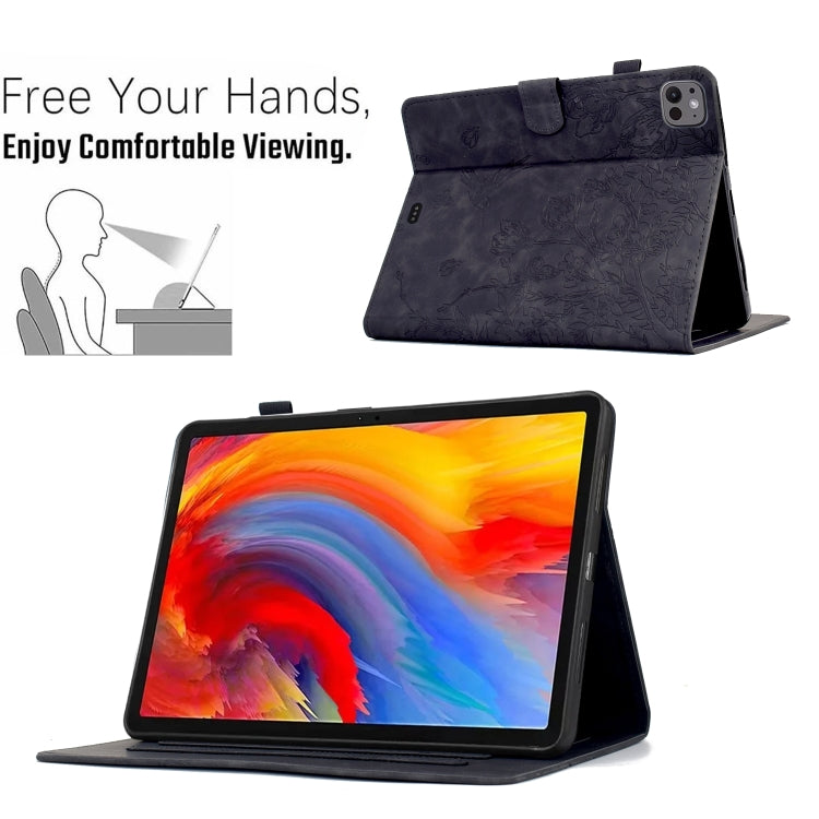 For iPad Pro 11 2025 / 2024 Flowers and Bird Embossed Smart Leather Tablet Case