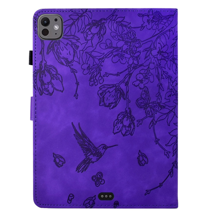 For iPad Pro 11 2025 / 2024 Flowers and Bird Embossed Smart Leather Tablet Case
