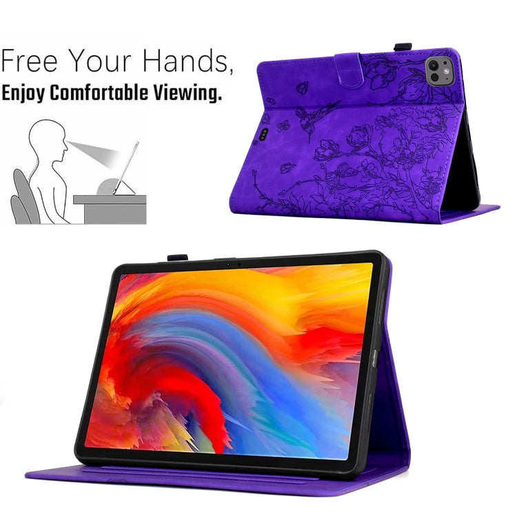 For iPad Pro 11 2025 / 2024 Flowers and Bird Embossed Smart Leather Tablet Case