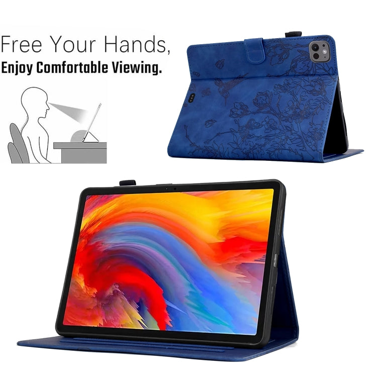 For iPad Pro 11 2025 / 2024 Flowers and Bird Embossed Smart Leather Tablet Case