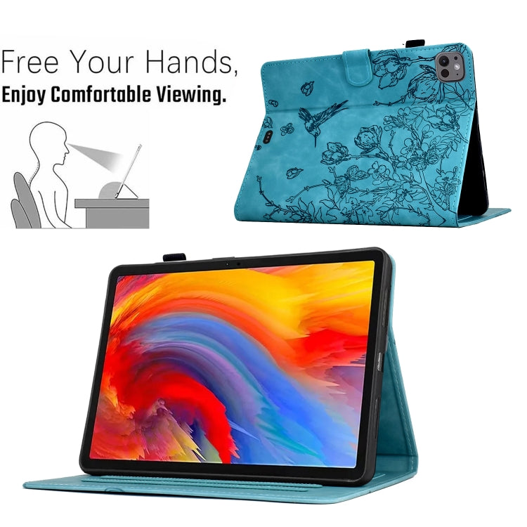 For iPad Pro 11 2025 / 2024 Flowers and Bird Embossed Smart Leather Tablet Case