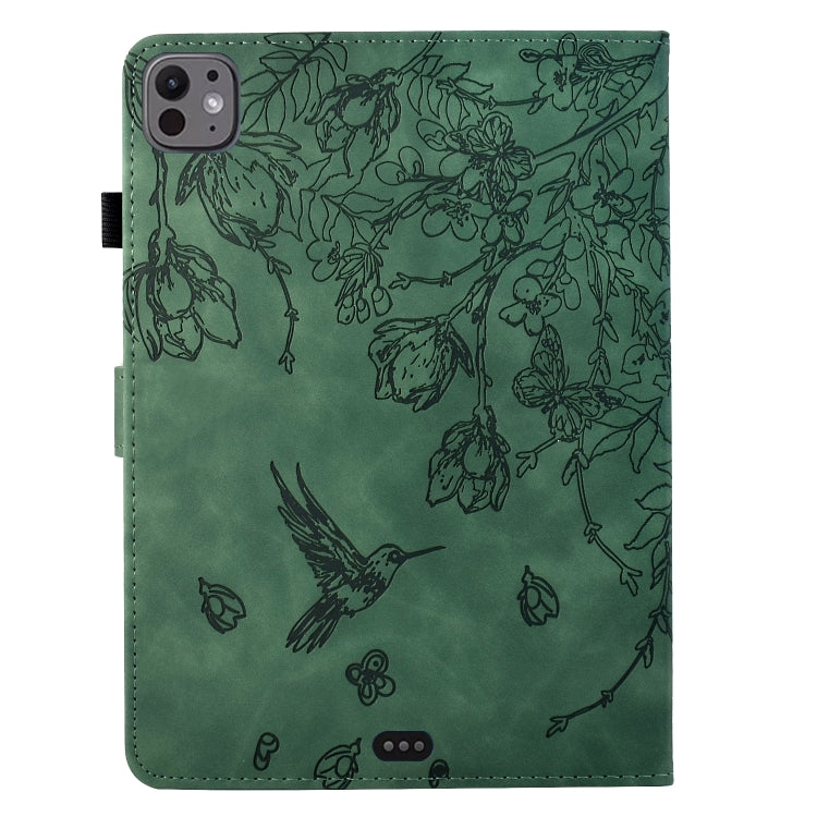 For iPad Pro 11 2025 / 2024 Flowers and Bird Embossed Smart Leather Tablet Case