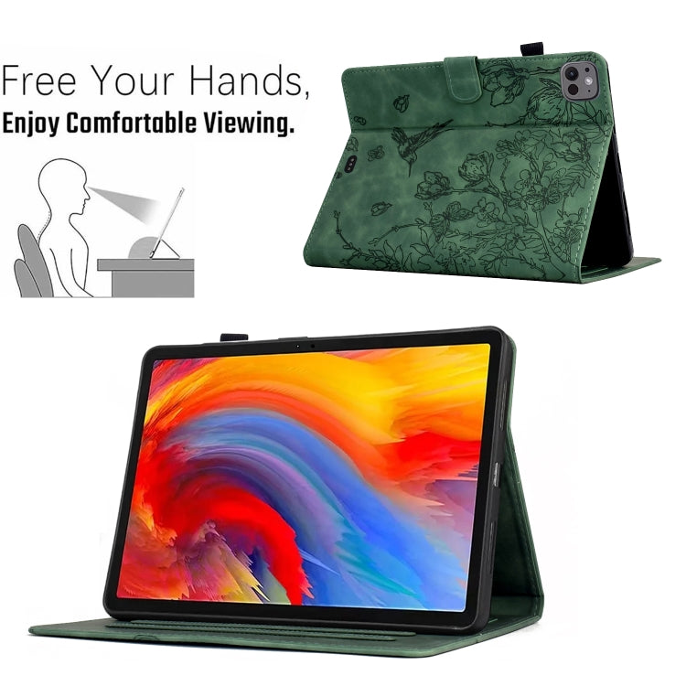 For iPad Pro 11 2025 / 2024 Flowers and Bird Embossed Smart Leather Tablet Case