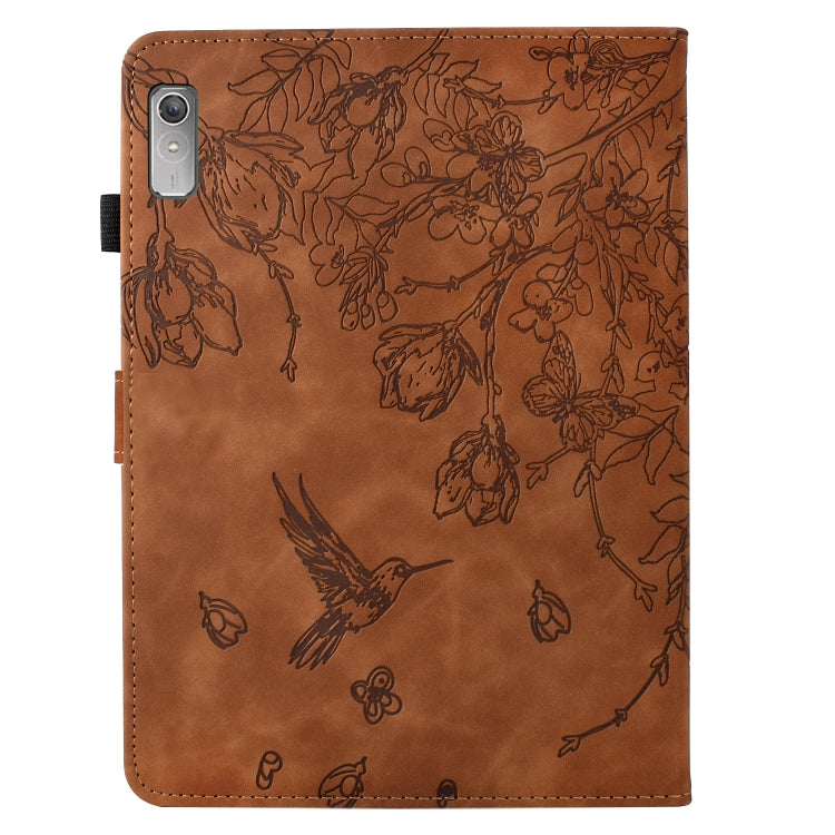 For Lenovo Tab M9 Flowers and Bird Embossed Smart Leather Tablet Case