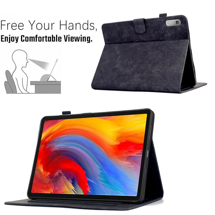 For Lenovo Tab M9 Flowers and Bird Embossed Smart Leather Tablet Case