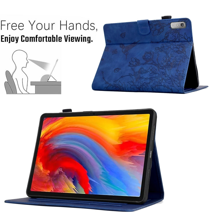 For Lenovo Tab M9 Flowers and Bird Embossed Smart Leather Tablet Case