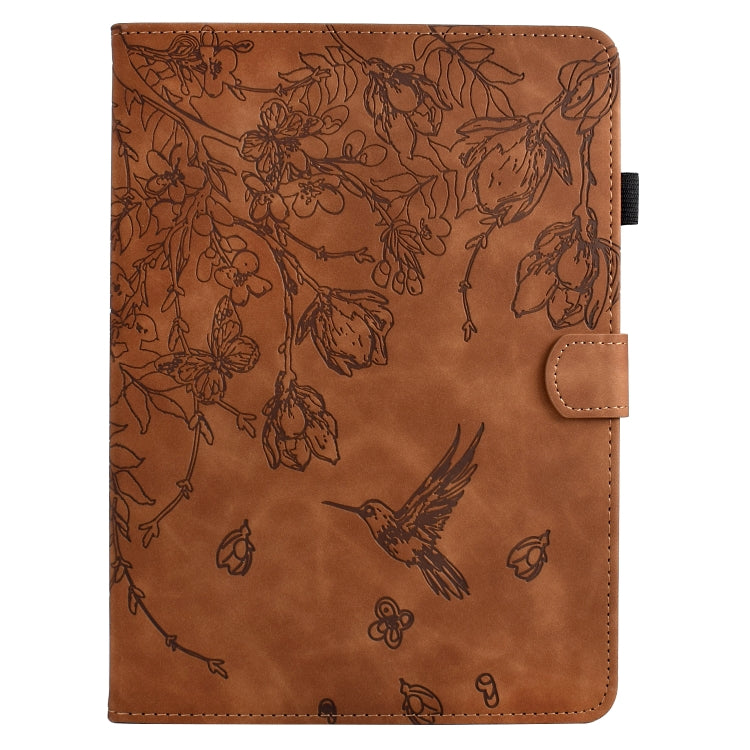 For Lenovo Tab M10 Plus 3rd Gen Flowers and Bird Embossed Smart Leather Tablet Case