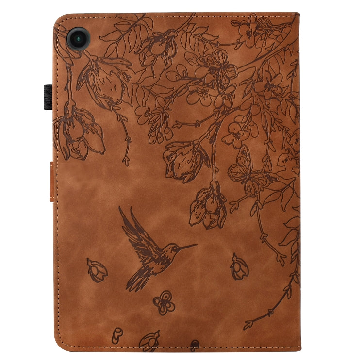 For Lenovo Tab M10 Plus 3rd Gen Flowers and Bird Embossed Smart Leather Tablet Case