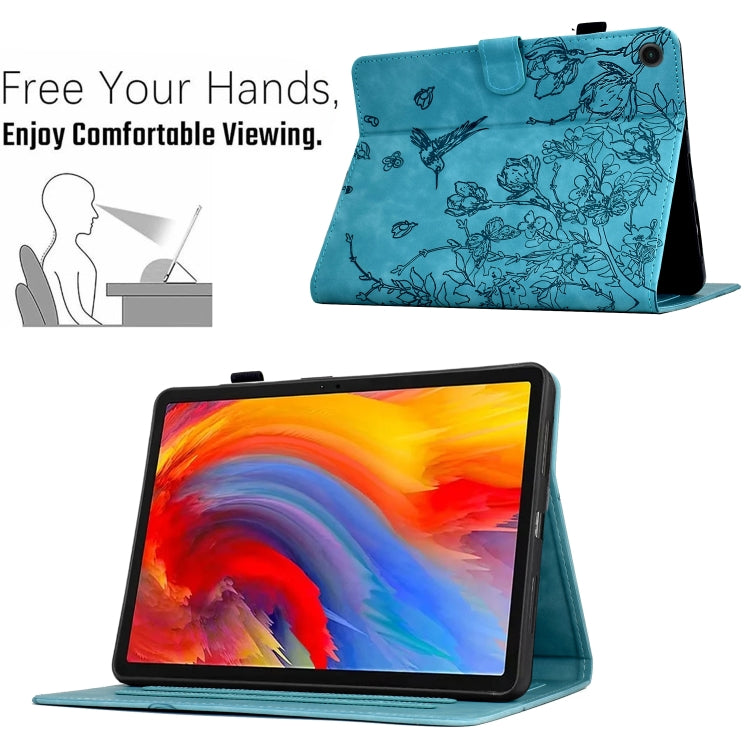 For Lenovo Tab M10 Plus 3rd Gen Flowers and Bird Embossed Smart Leather Tablet Case