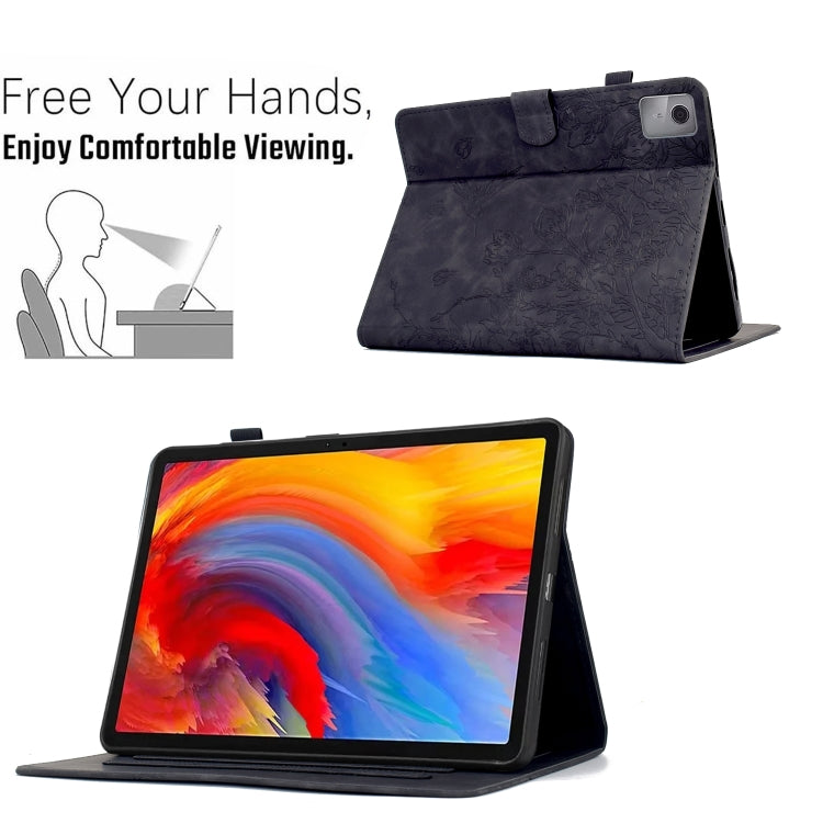 For Lenovo Tab M11 Flowers and Bird Embossed Smart Leather Tablet Case