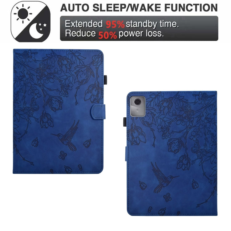For Lenovo Tab M11 Flowers and Bird Embossed Smart Leather Tablet Case
