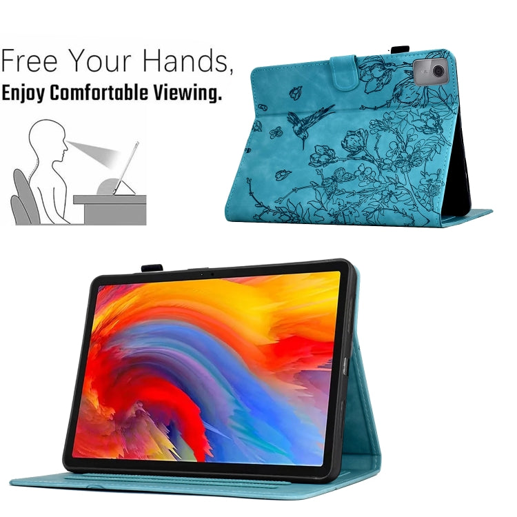 For Lenovo Tab M11 Flowers and Bird Embossed Smart Leather Tablet Case